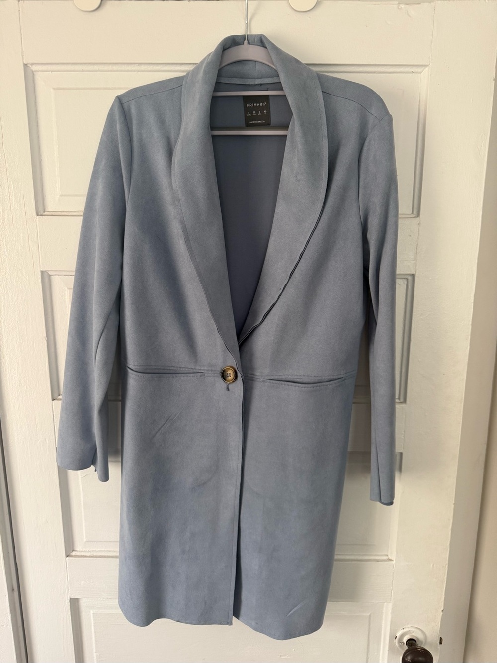 Primark Women's Pale Blue Single-Button Long Trench Coat